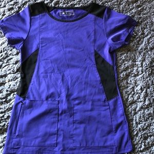 Wonderwink HP purple and black scrub top